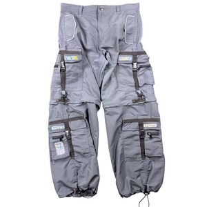Flower of Life by Pleiadian Grey Nylon Convertible Cargo Pants Shorts Mens XL